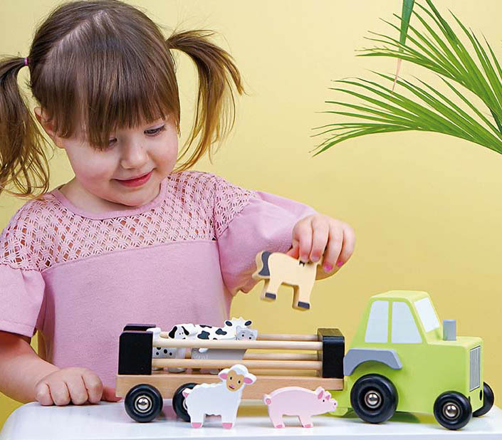 Traktor Tiere Kinder Holzspielzeug Jabadabado