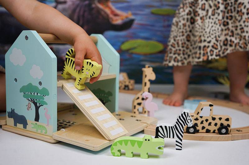 Spielbahn Set Safari Kinder Holzspielzeug Jabadabado