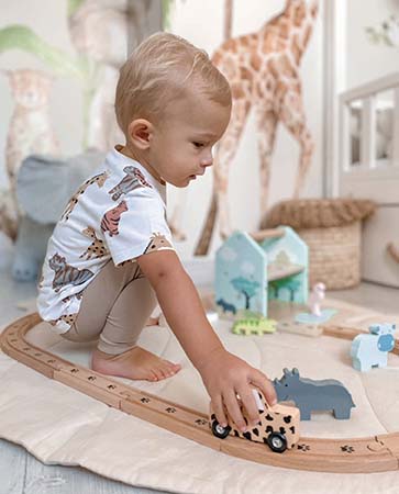 Spielbahn Set Safari Kinder Holzspielzeug Jabadabado