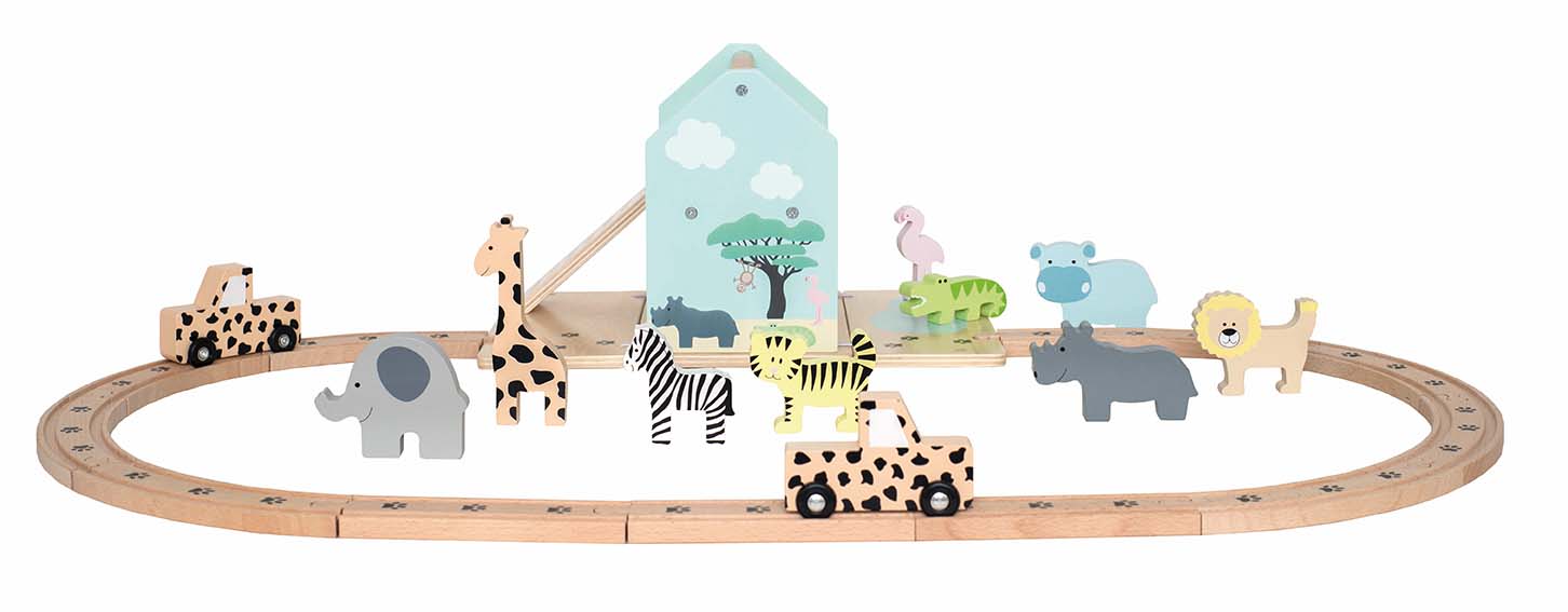 Spielbahn Set Safari Kinder Holzspielzeug Jabadabado