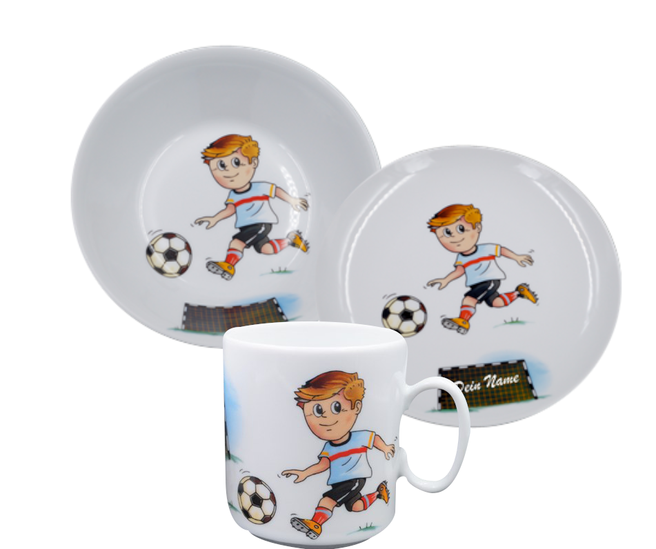 Kindergeschirr - Fußballspieler Porzellan