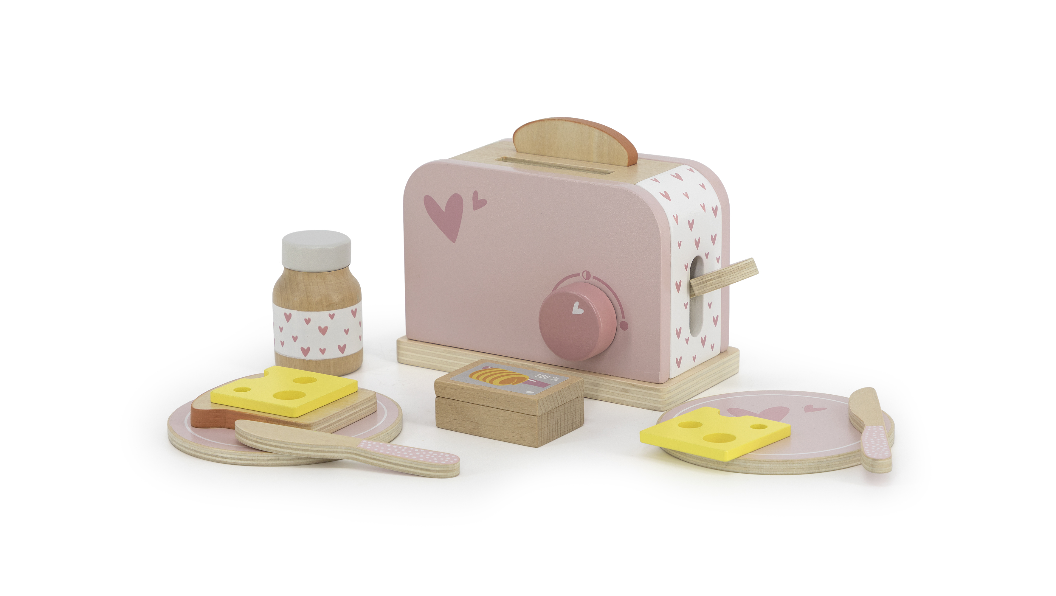 Toaster Kinder Holz Label Label Rosa