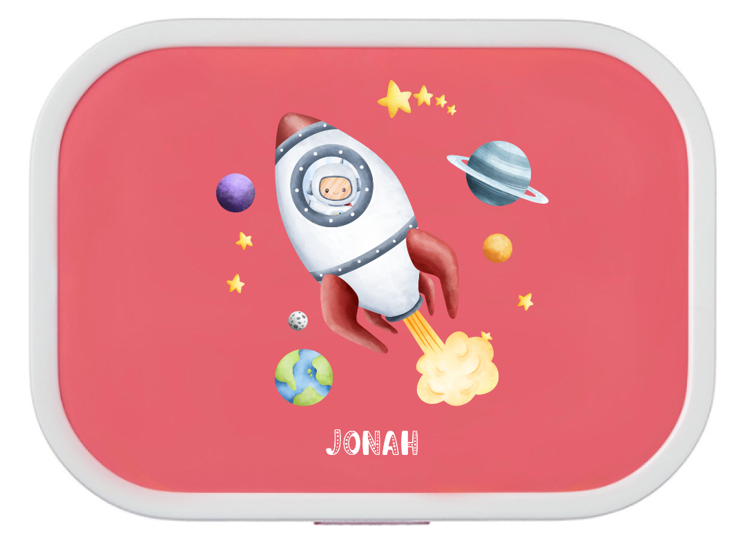 Kinderbrotdose Kinder mit Namen Astronaut Rakete