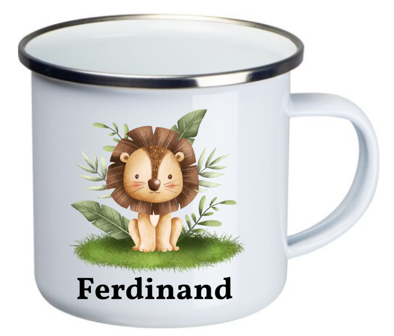 Emaille Tasse -  Löwe Emaille Tasse -  Löwe