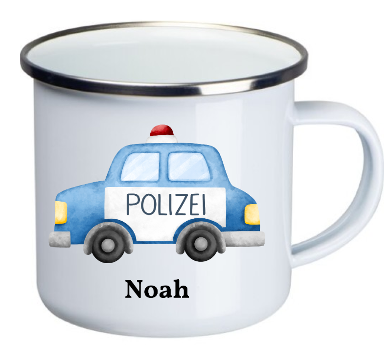 Kinder Emaille-Tasse personalisiert Polizei