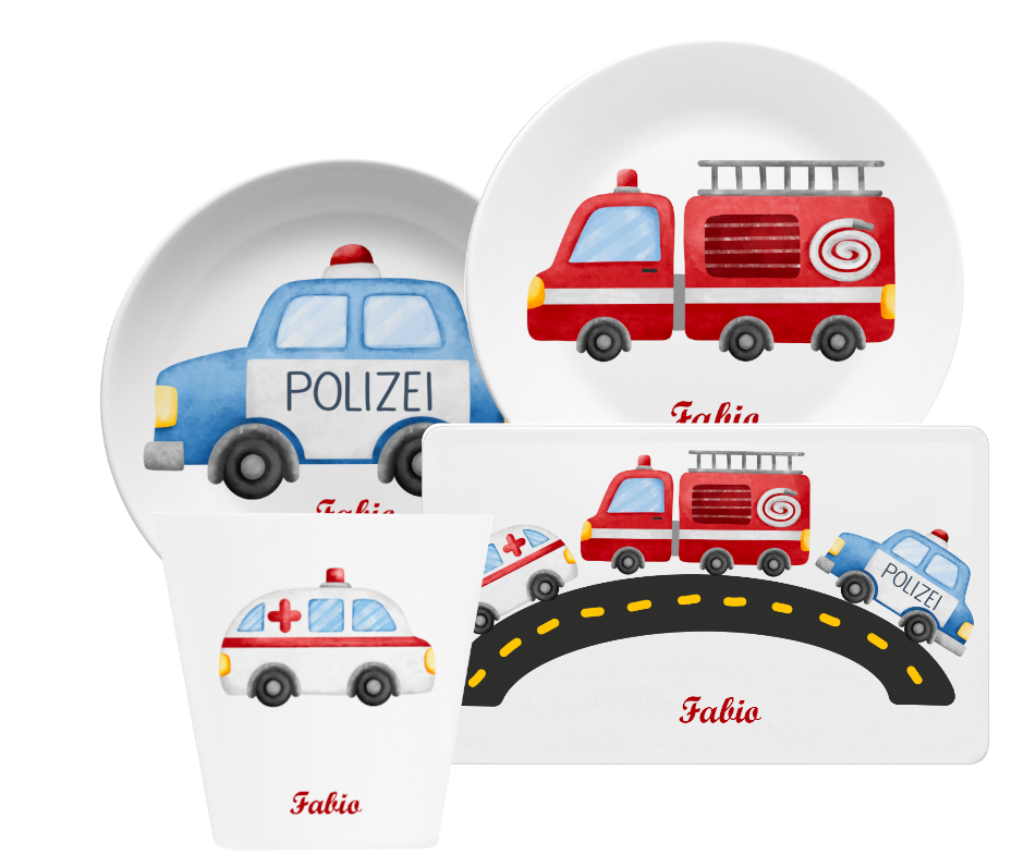 Kindergeschirr - Rettungsfahrzeuge