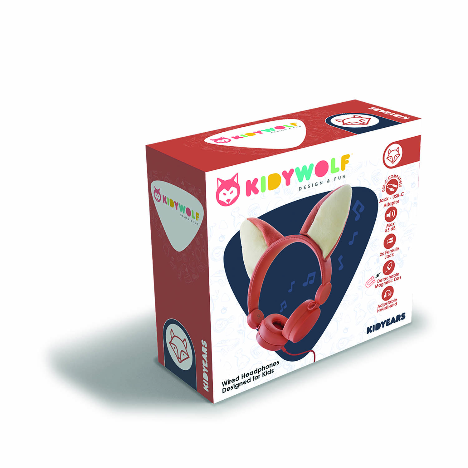 Kinder Kopfhörer Kabel Fuchs Kidywolf