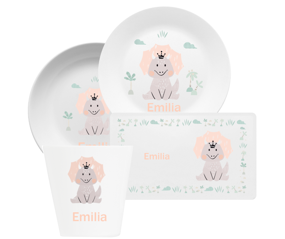 Set Geschirr personalisiert Kinder Dino Dinosaurier Set Geschirr personalisiert Kinder Dino Dinosaurier