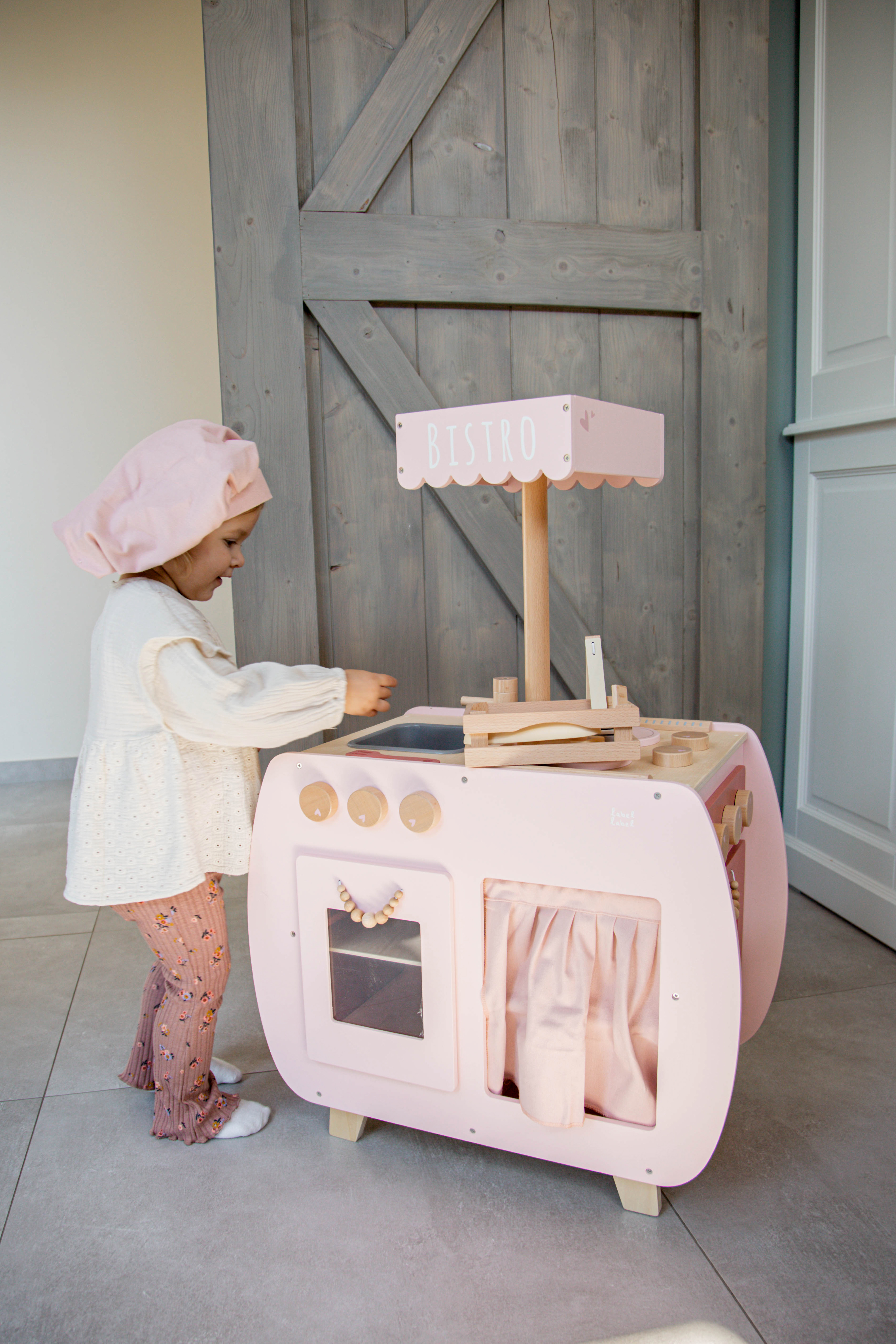 Bistro Spielküche Kinder Holz Label Label Rosa