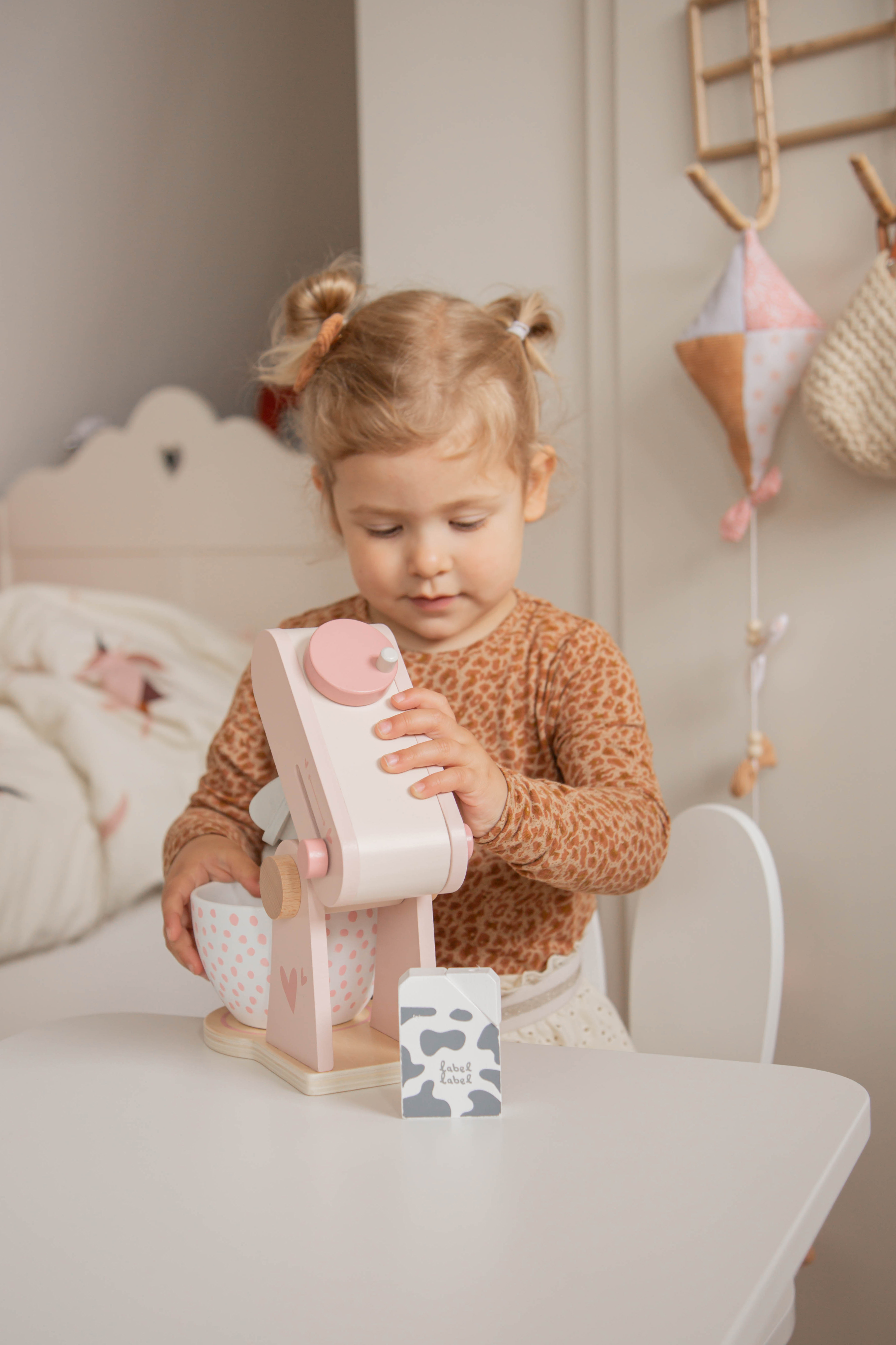 Küchenmaschine Holz Kinder Label Label Rosa