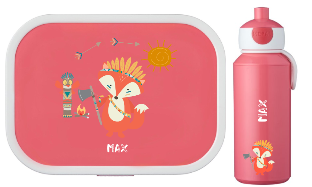 Set Bentobox Trinkflasche personalisiert Kinder Fuchs