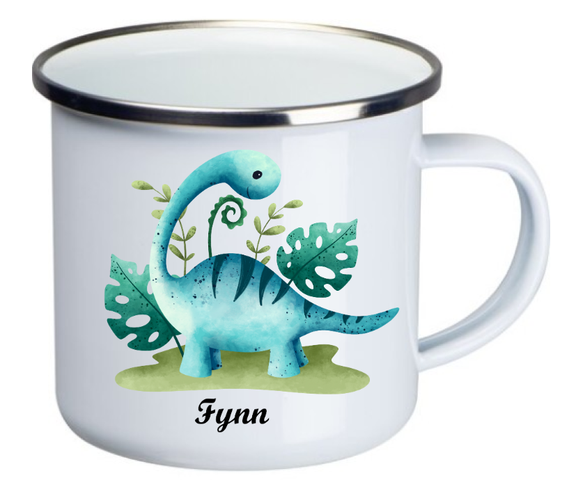 Kinder Emaille-Tasse personalisiert Dinosaurier Dino