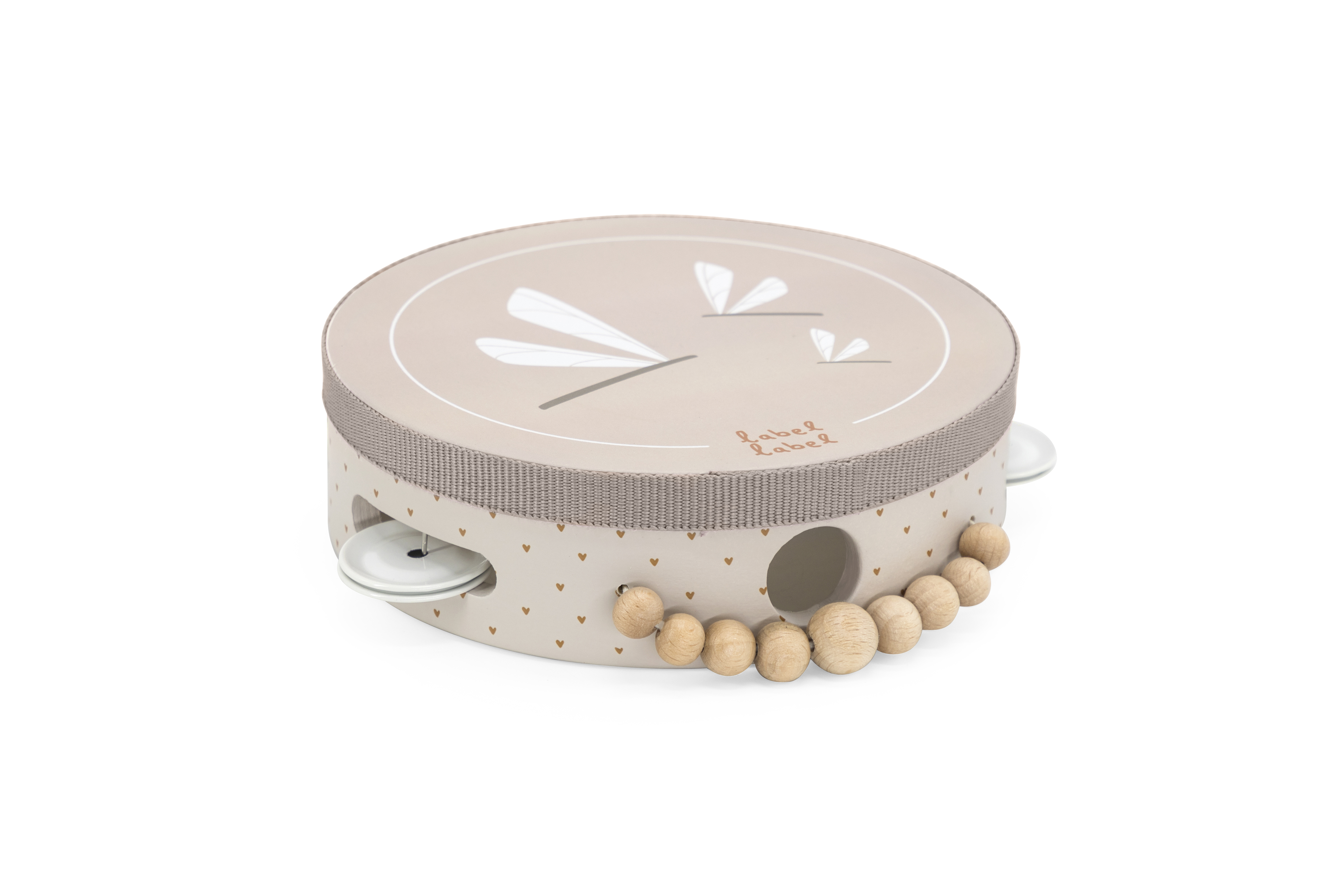 Tamborin Kinder Holz Label Label Nougat