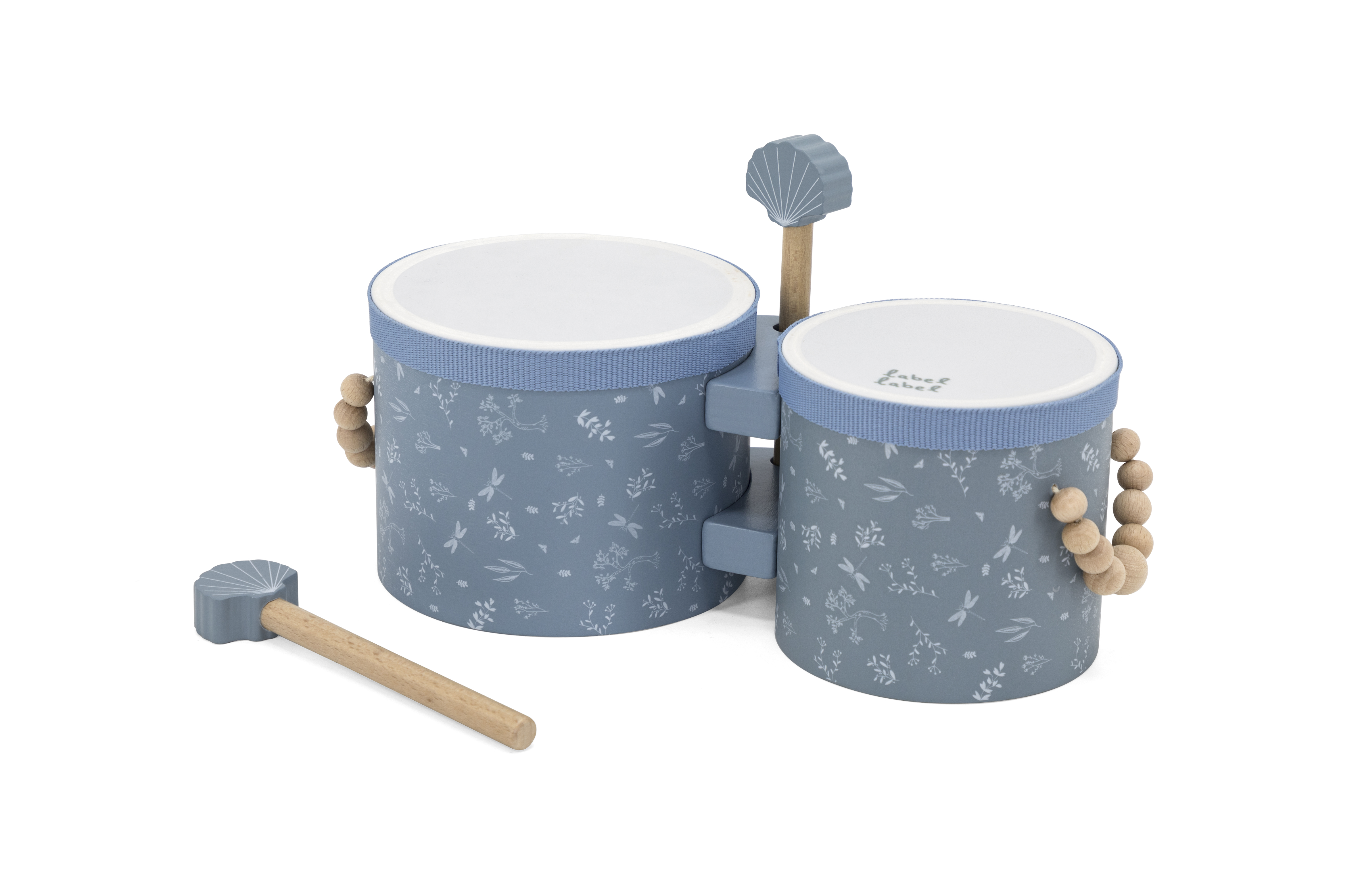 Kinder Holz Label Label Spielzeug Trommeln Bongos Blau