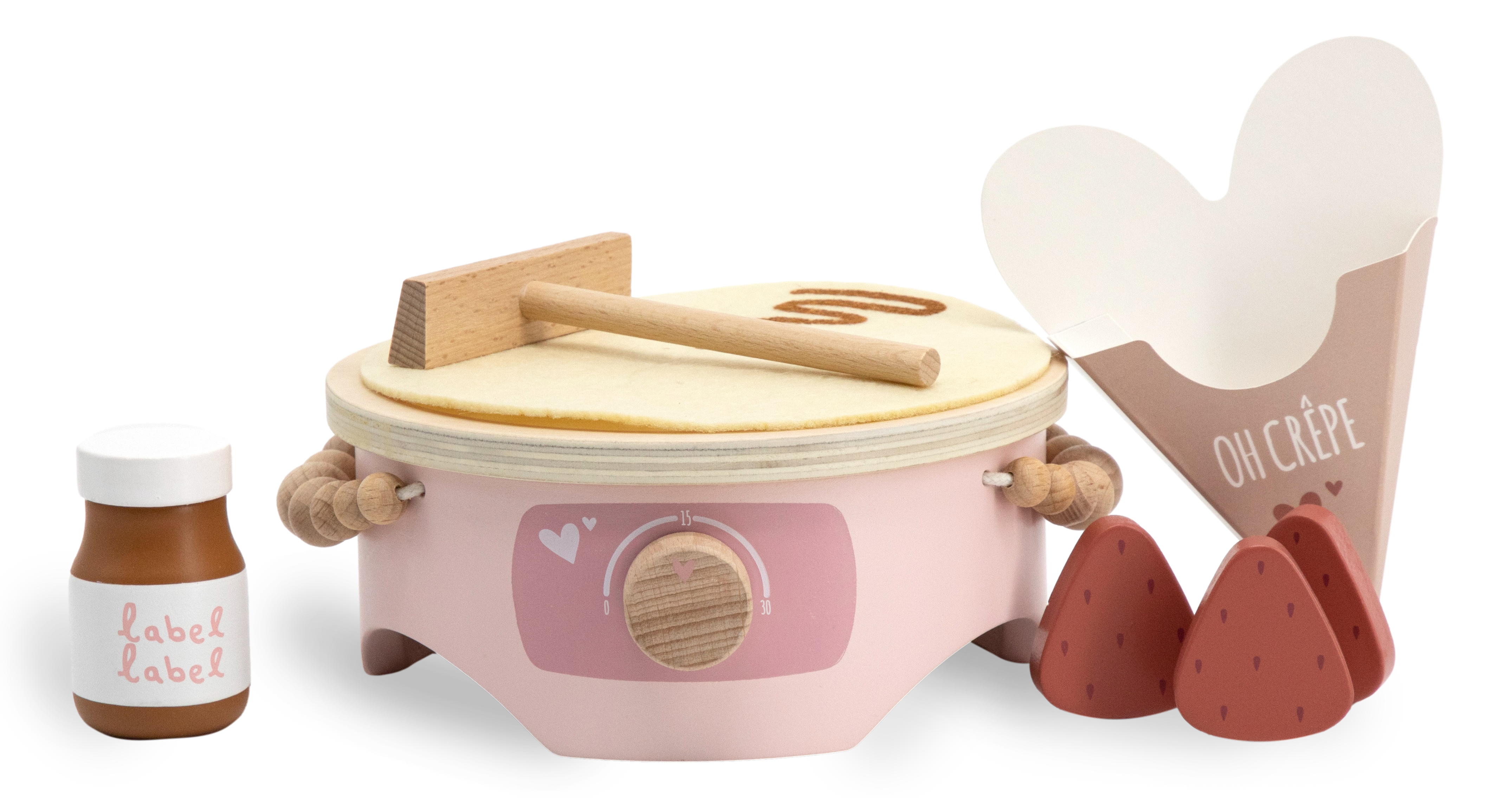 Kinder Holz Label Label Spielzeug Crepe Maker Rosa