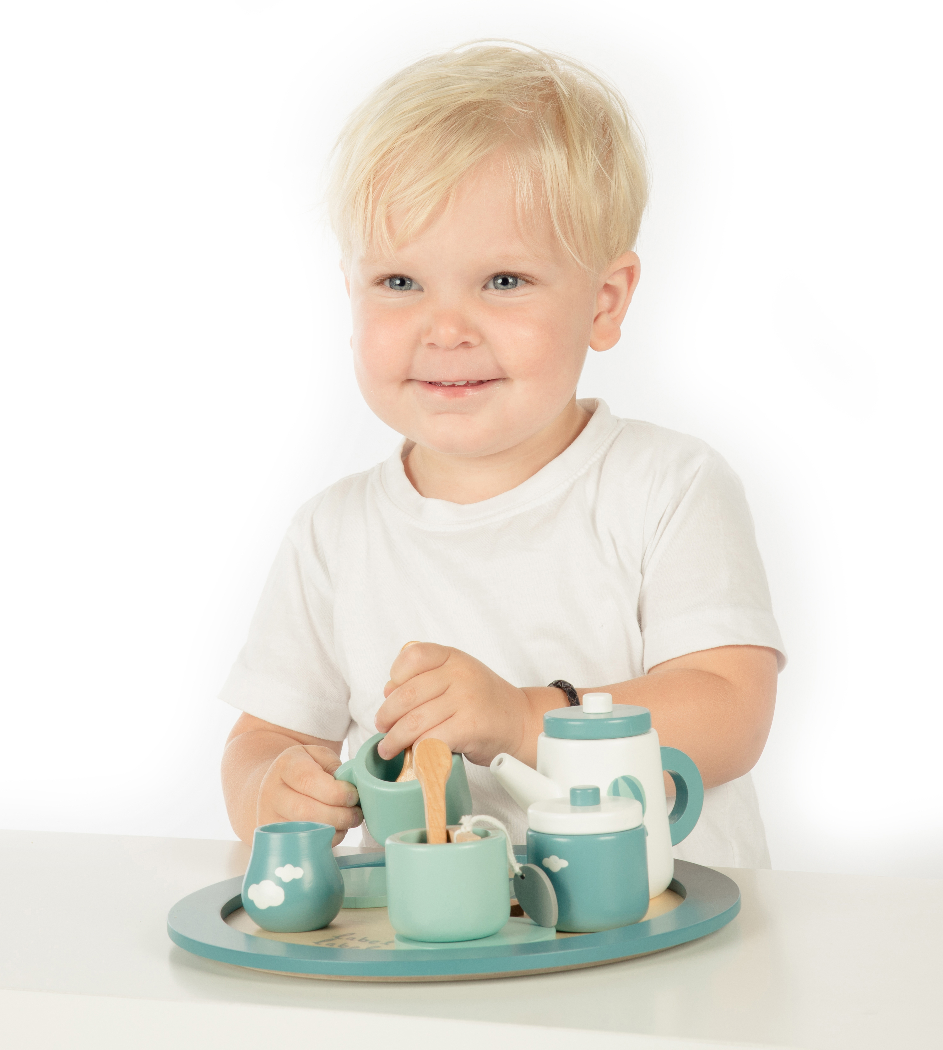 Teeservice Set Kinder Holz Label Label Grün