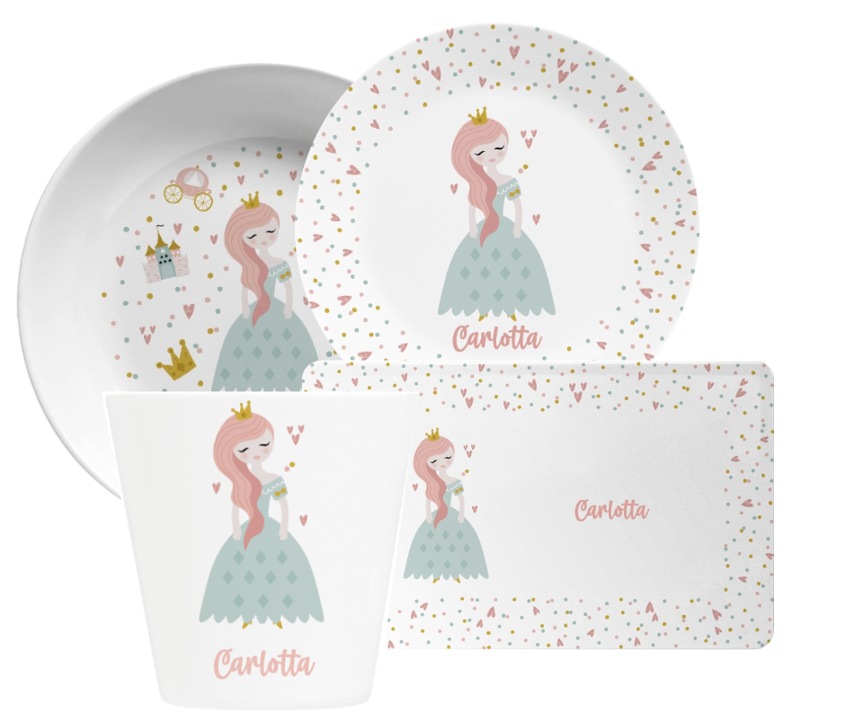 Set Geschirr personalisiert Kinder Prinzessin