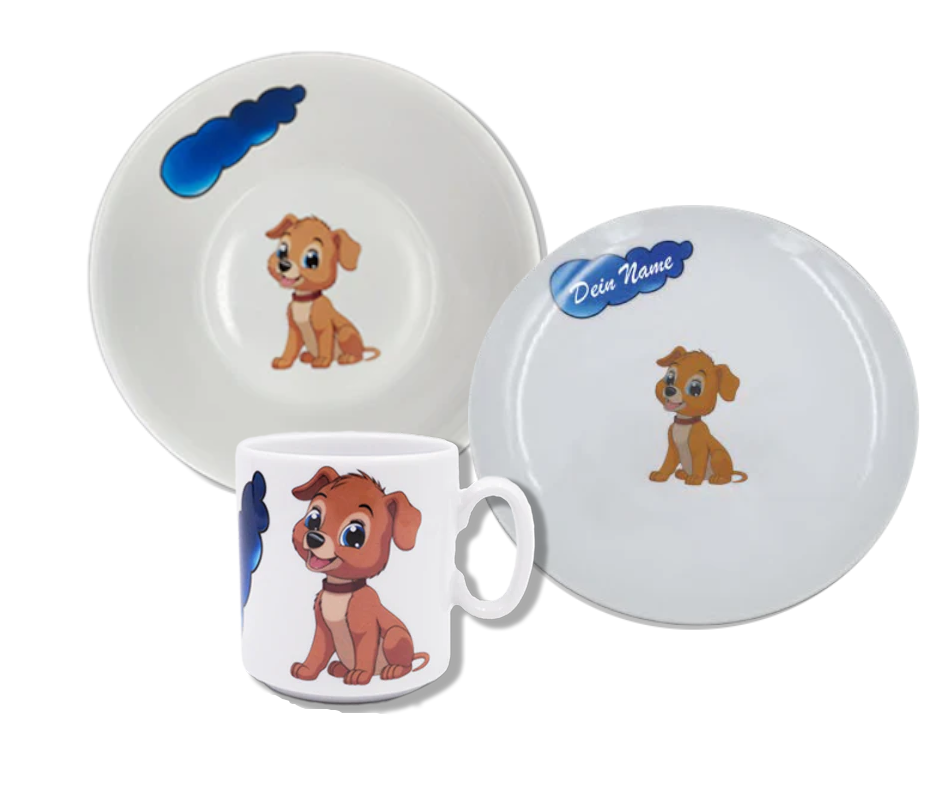 Kindergeschirr - Hund Porzellan