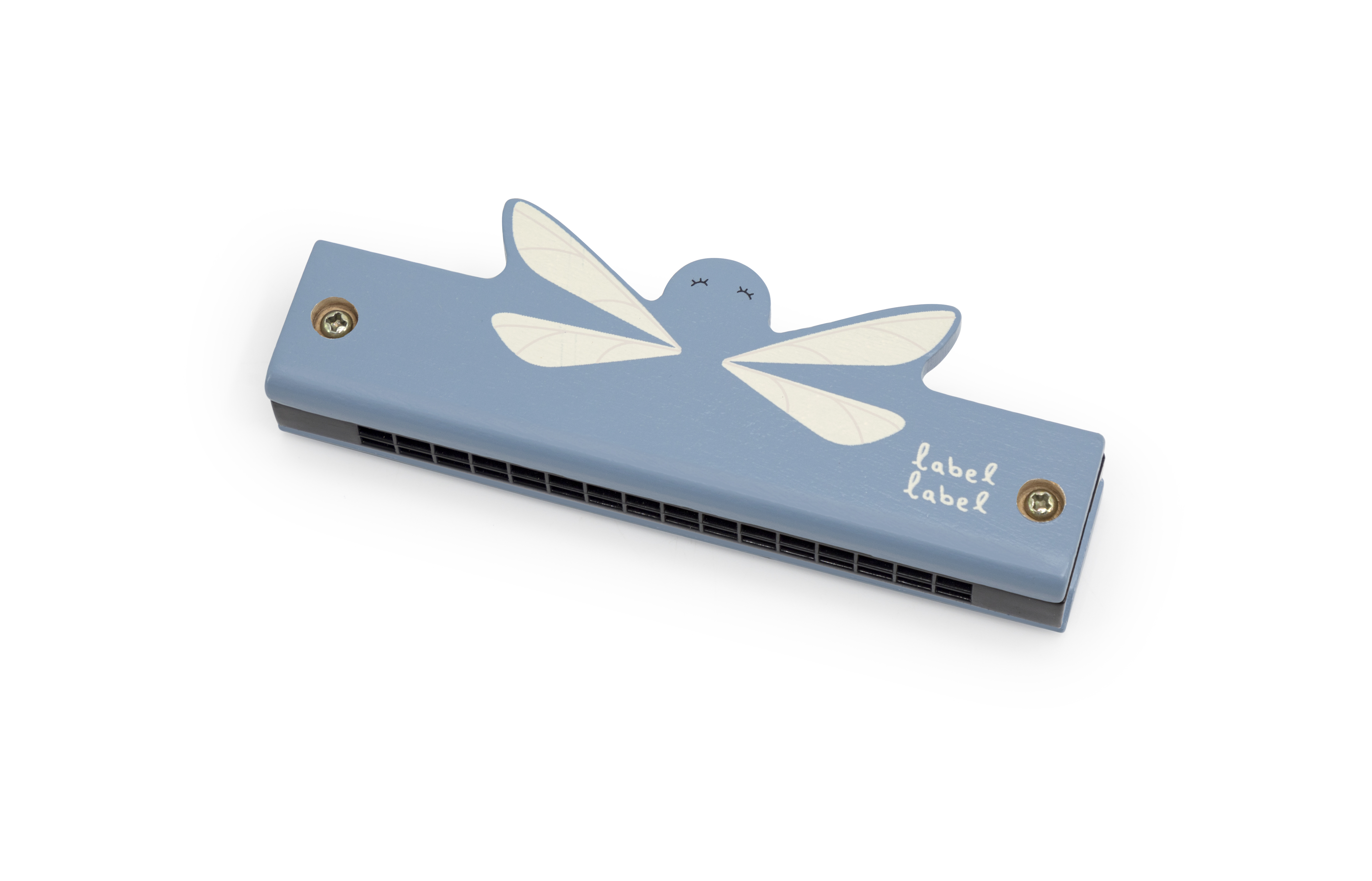 Holz Mundharmonika Kinder Blau Label Label
