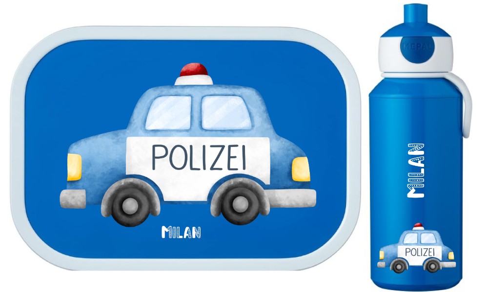 Set Kinder-Brotdose und Trinkflasche - Polizei